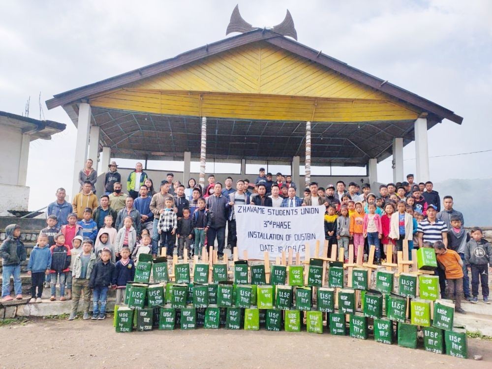 Members of the ZSU and others during the programme at Zhavame village on April 18.